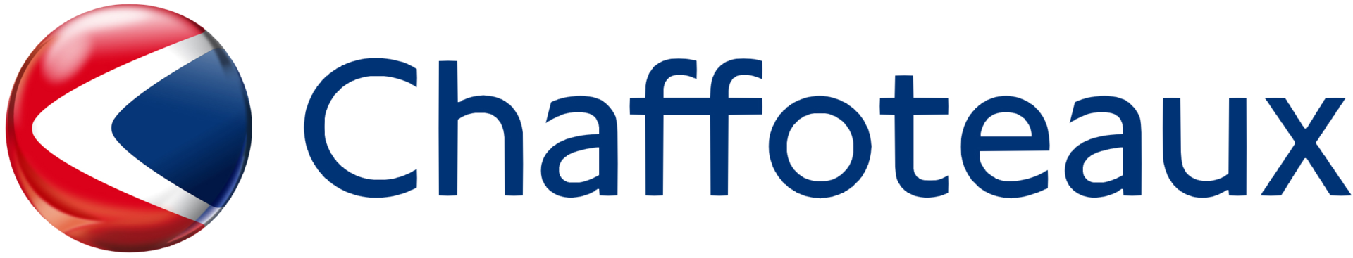 Logo di Chaffoteaux con un simbolo circolare rosso, blu e bianco e il nome in blu.